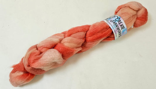 Broken Peach in Polwarth/Tussah Silk 67/33 custom blend Top 4oz braid