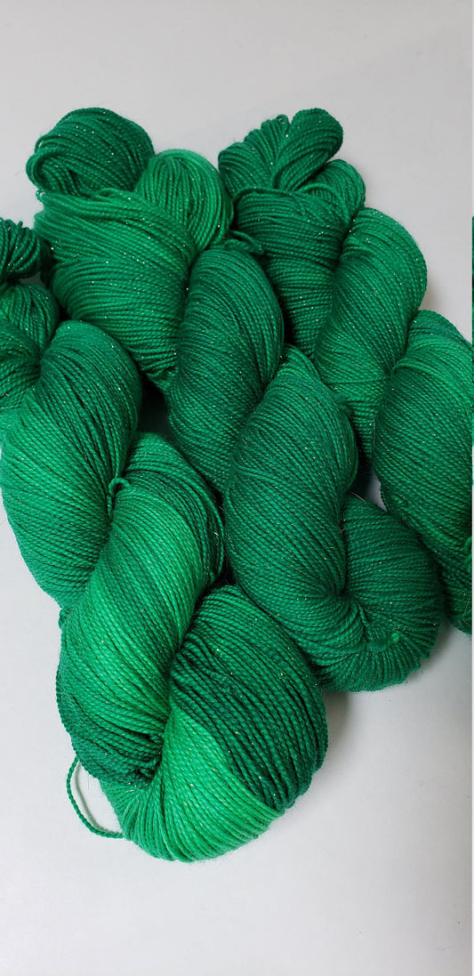 Irish in Gold Sparkle Superwash Merino Blend Fingering Weight Yarn