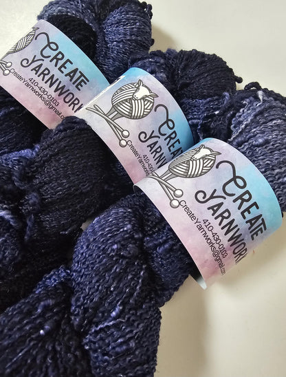 Navy in Slub Superwash Merino/Nylon (90/10) Blend Fingering Weight Yarn