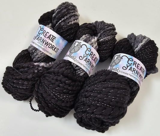 Almost Black in Thick n Thin 100% Superwash Merino Bulky Yarn
