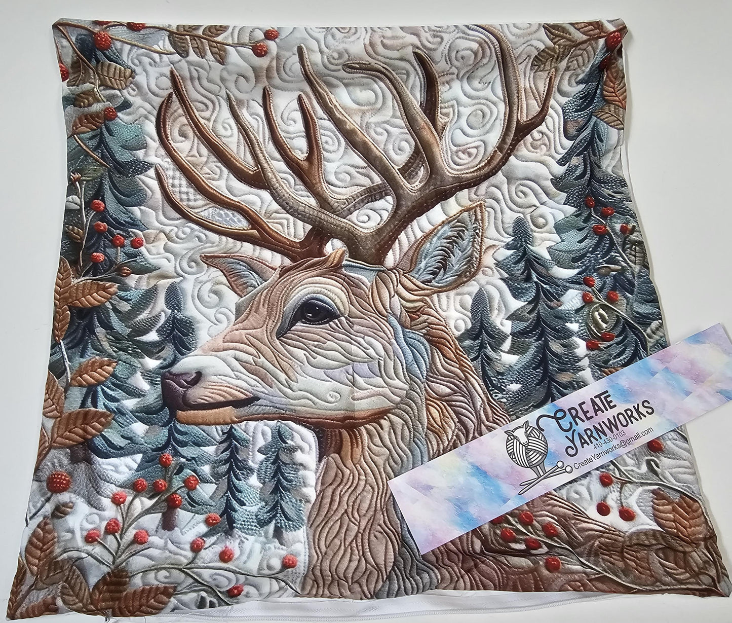 Special - Decorative 18"x18" Pillow - Quilted Look Winter Deer 4