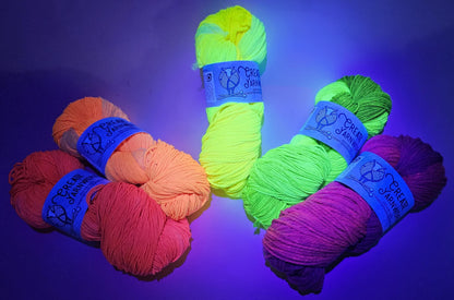 Radioactive Neon in Superwash Merino/Nylon (85/15) Blend Fingering Weight Yarn