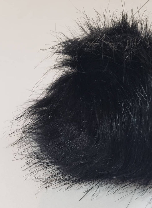 Faux Fur Pom Pom - Black