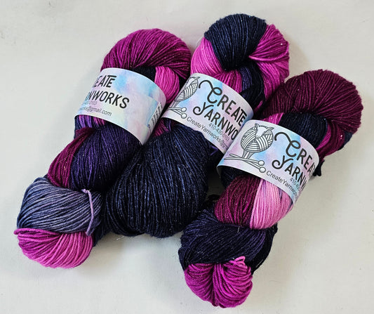 Aurora in Gold Sparkle Superwash Merino Blend Fingering Weight Yarn