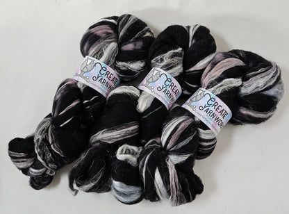 Almost Black in Superwash Merino & Stellina Blend 4oz braid