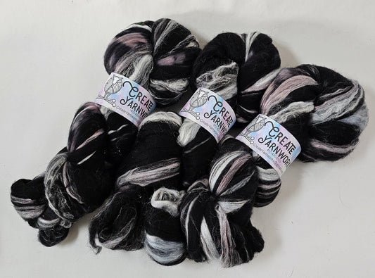 Almost Black in Superwash Merino & Stellina Blend 4oz braid