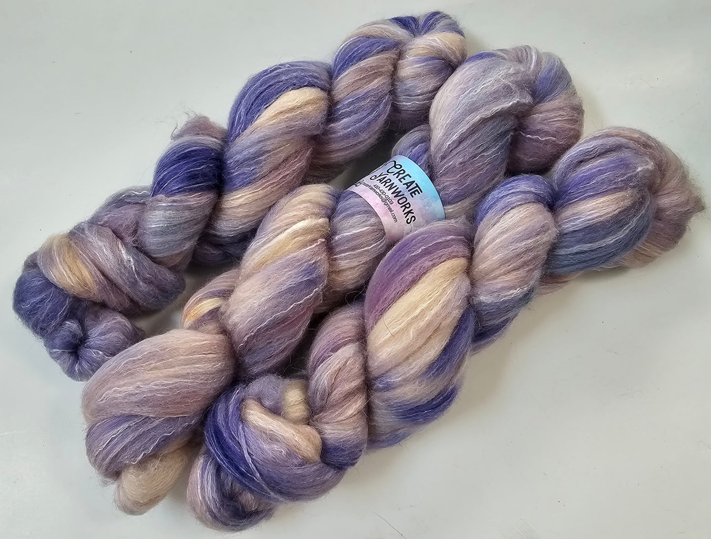 Lavender in BFL, Rose Fiber and Baby Alpaca Top Roving Blend 4oz braid