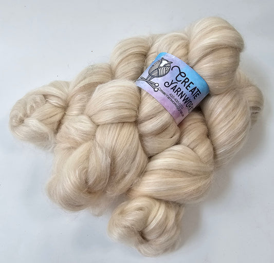 Naturals in BFL, Rose Fiber and Baby Alpaca Top Roving Blend 4oz braid