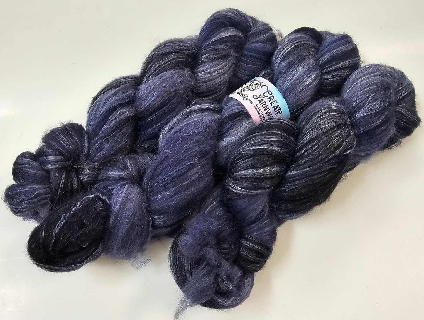 Navy in BFL, Rose Fiber and Baby Alpaca Top Roving Blend 4oz braid