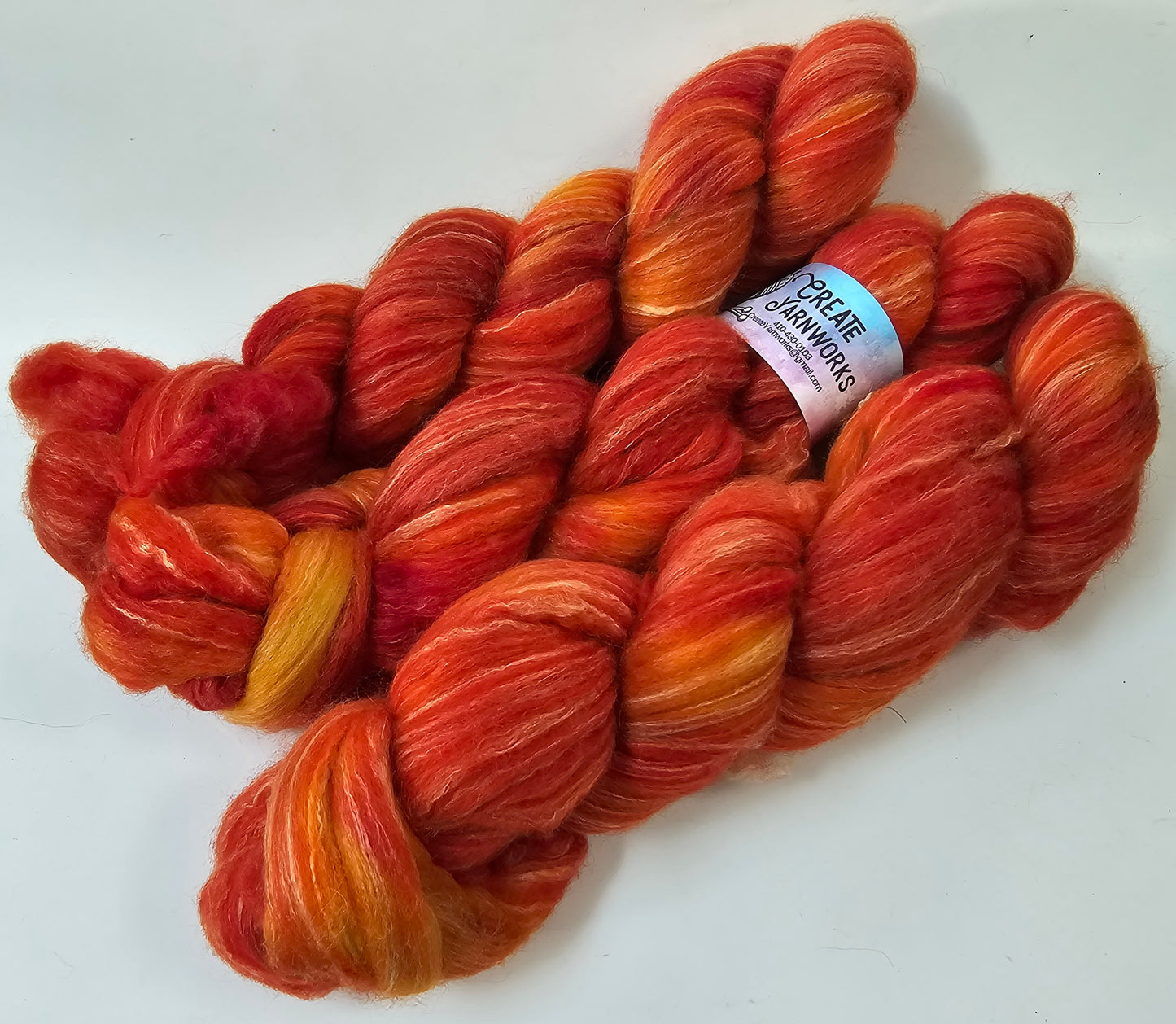 Pumpkin in BFL, Rose Fiber and Baby Alpaca Top Roving Blend 4oz braid