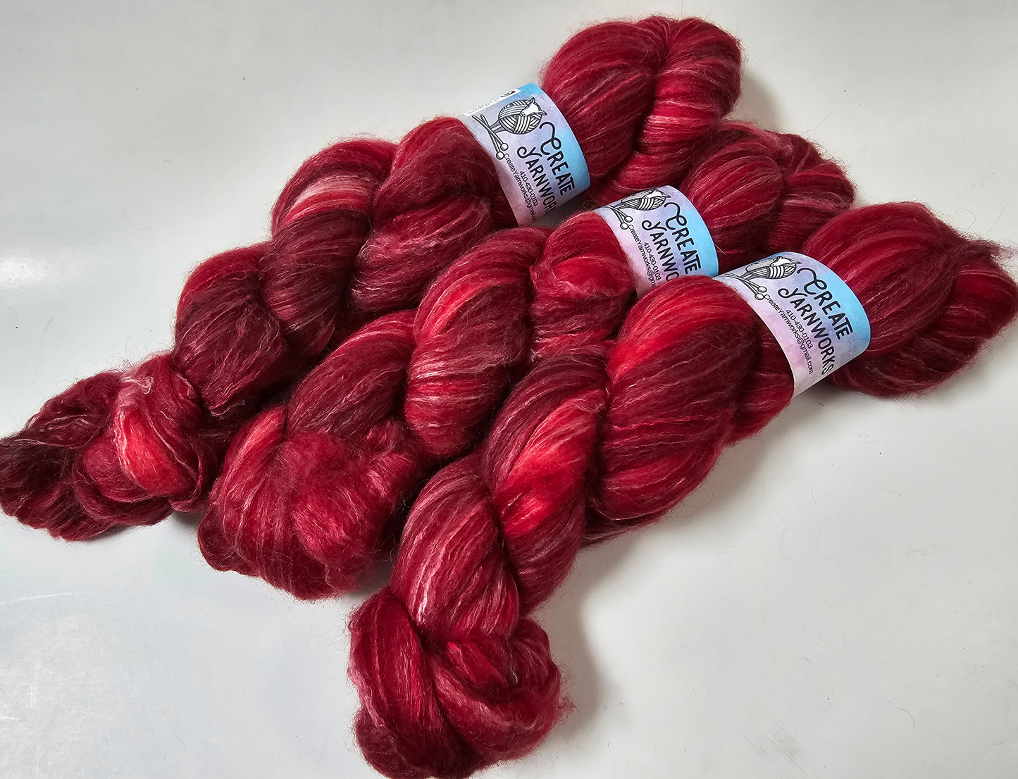Ragin' Red in BFL, Rose Fiber and Baby Alpaca Top Roving Blend 4oz braid
