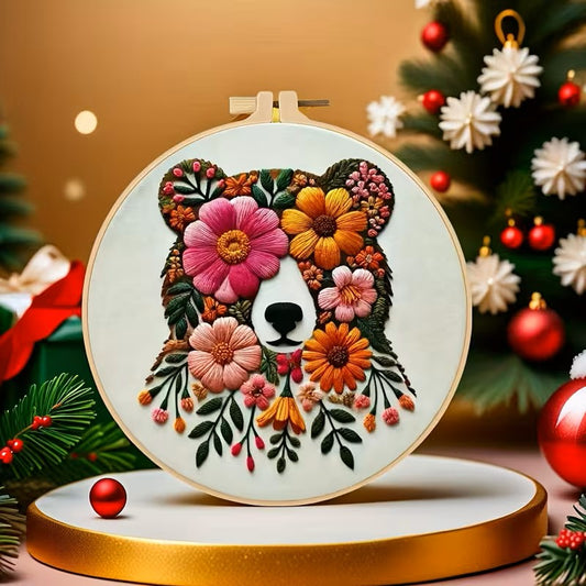 Flowered Bear Embroidery Kit