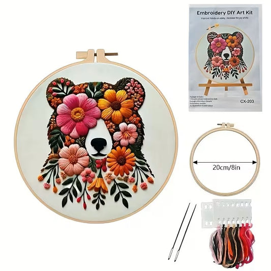 Flowered Bear Embroidery Kit