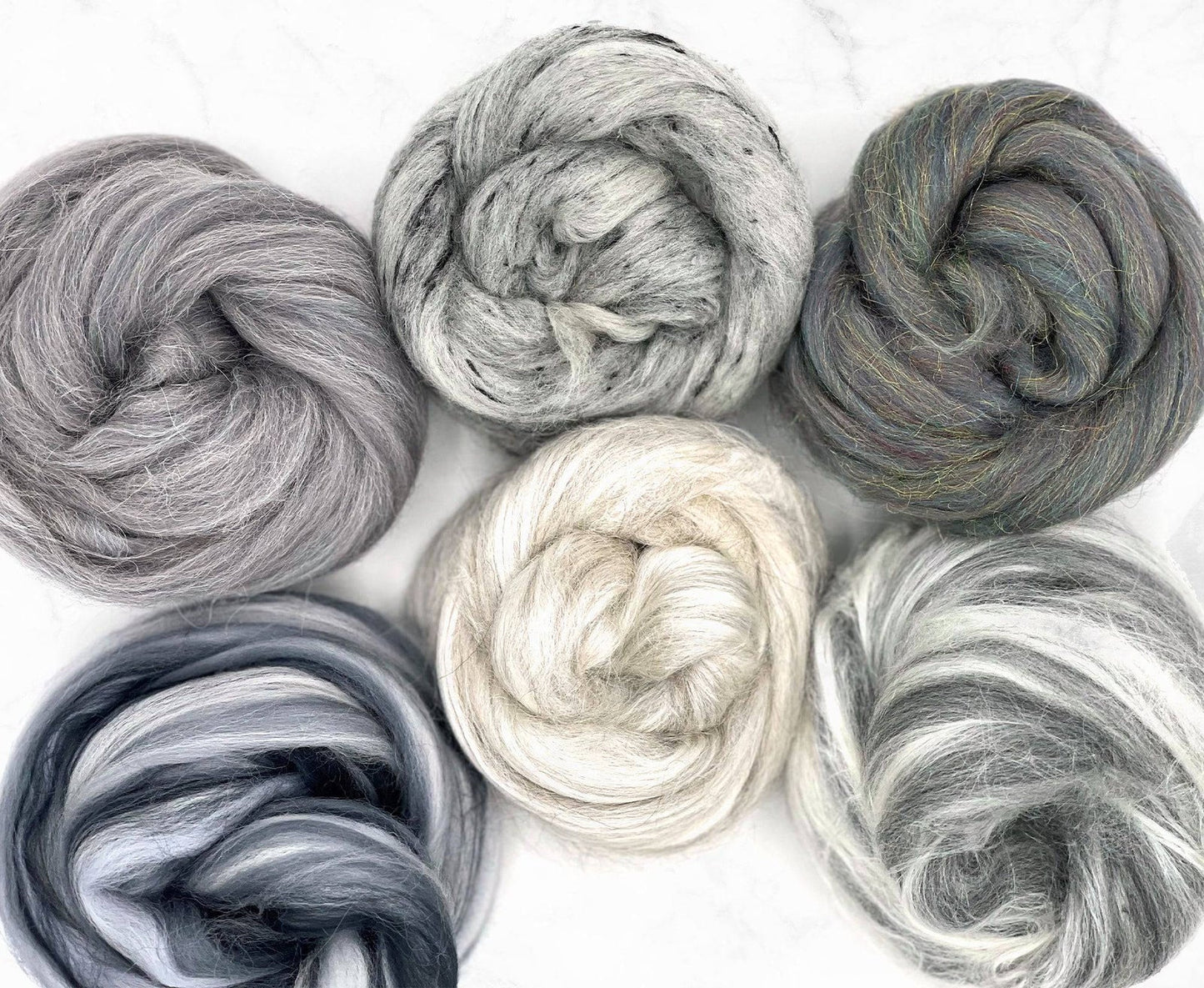 Graphite in Merino, Alpaca, Silk and Viscose Fiber Blends for Needle Felting, Wet Felting, or Spinning