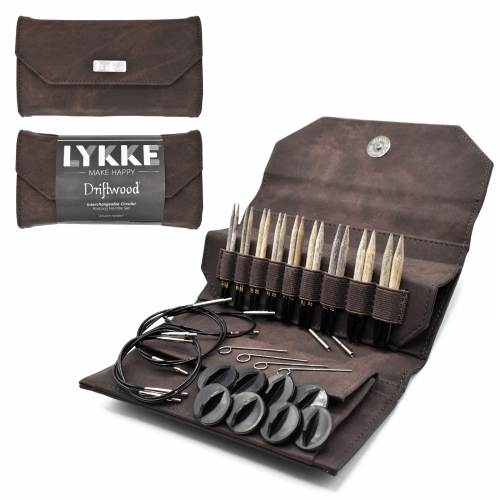 Lykke Driftwood 3.5" Interchangeable Circular Needles Full Set in Cacao Denim Case