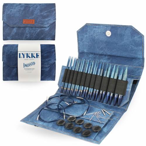 Lykke Indigo 5" Interchangeable Circular Needles Full Set in Blue Denim Case