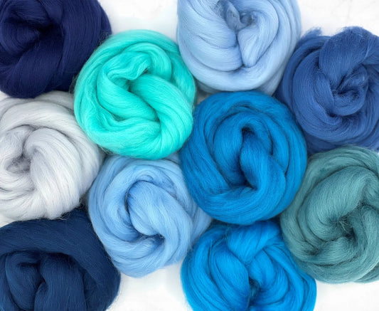 Ocean Blues in 23 micron Merino Fiber for Needle Felting, Wet Felting or Spinning