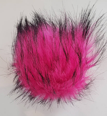 Faux Fur Pom Pom - Hot Pink with black tips