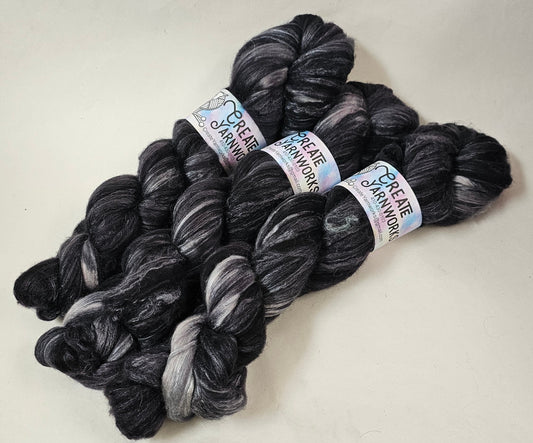 Almost Black in Merino/Milk Fiber 67/33 blend Top 4oz braid
