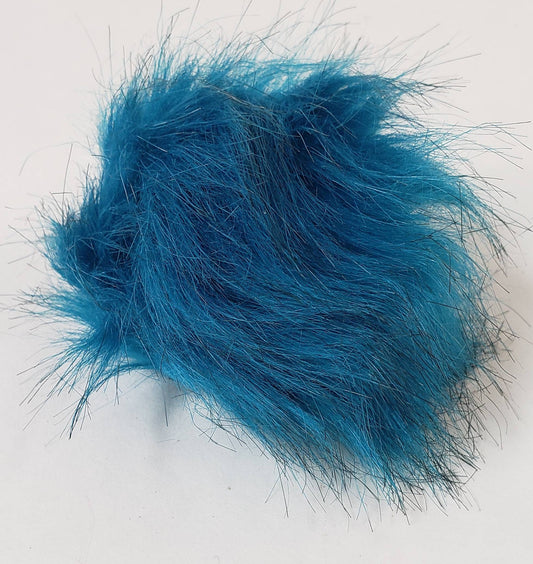 Faux Fur Pom Poms - Teal Blue