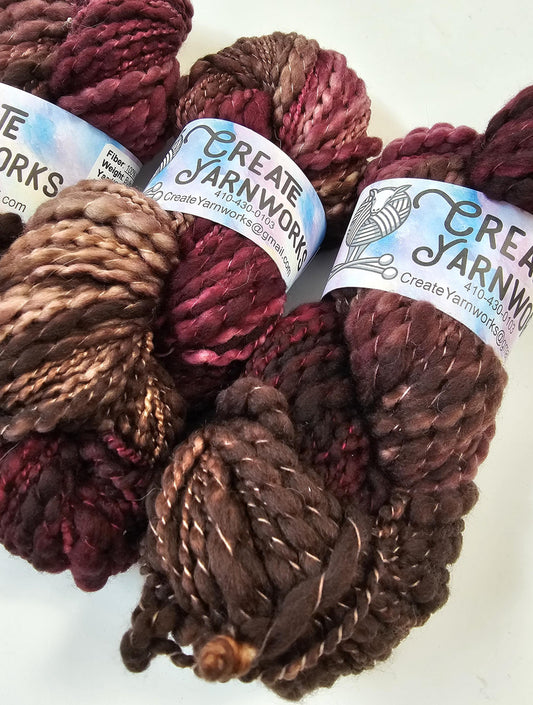 Burgundy Bark in Thick n Thin 100% Superwash Merino Bulky Yarn