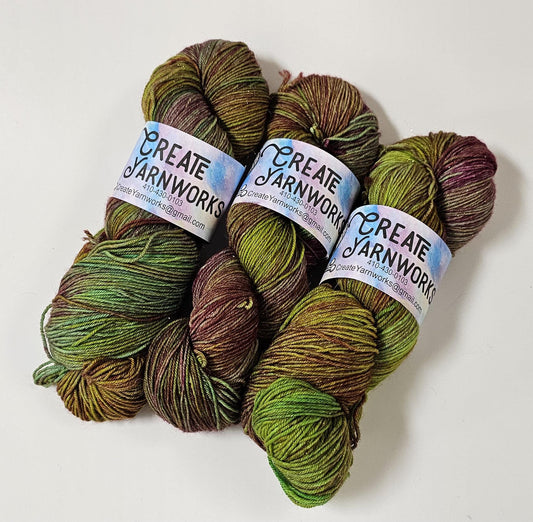 Pretty as a Peacock in Gold Sparkle Superwash Merino Blend  Fingering Weight Yarn