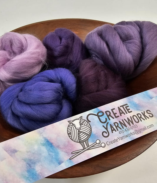 Purple Rain in 23 micron Merino Fiber for Needle Felting, Wet Felting, or Spinning