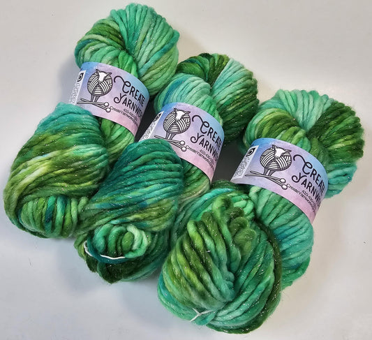 Seaglass in Silver Sparkle Superwash Merino Blend  Super Bulky Weight Yarn