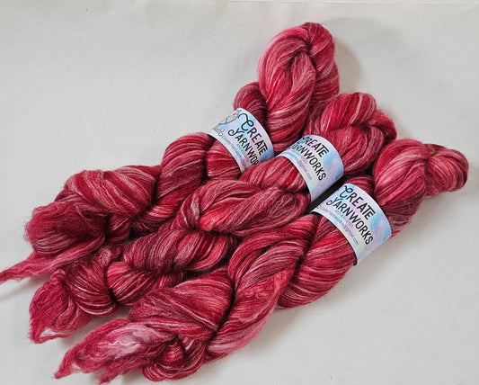 Ragin' Red in Merino/Milk Fiber 67/33 blend Top 4oz braid