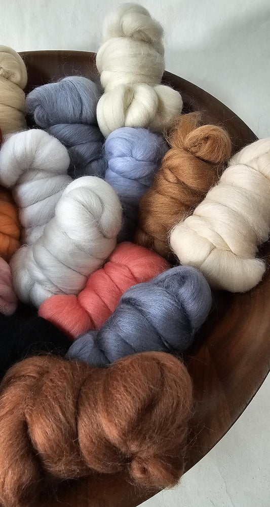 Naturals in 23 micron Merino Fiber for Needle Felting, Wet Felting, or Spinning