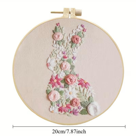 Rabbit in Flowers Embroidery Kit