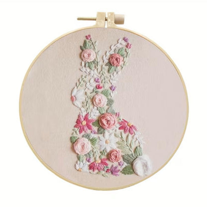 Rabbit in Flowers Embroidery Kit