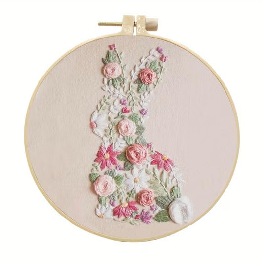 Rabbit in Flowers Embroidery Kit