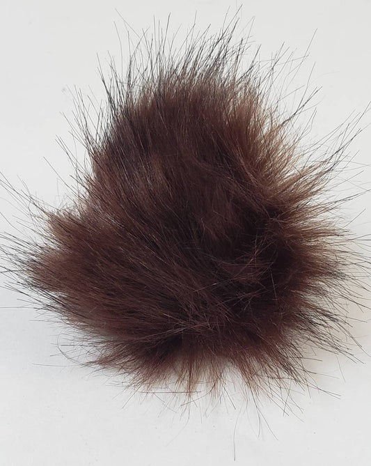 Faux Fur Pom Poms - Dark Brown with Black Tips