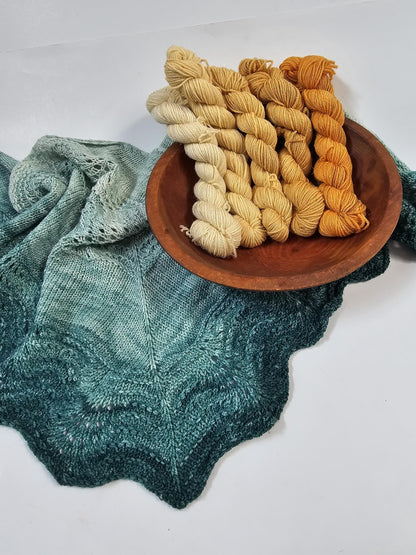 Gradient Knitted Shawl Kit in Goldilocks Gradient - Pattern and Yarn Included
