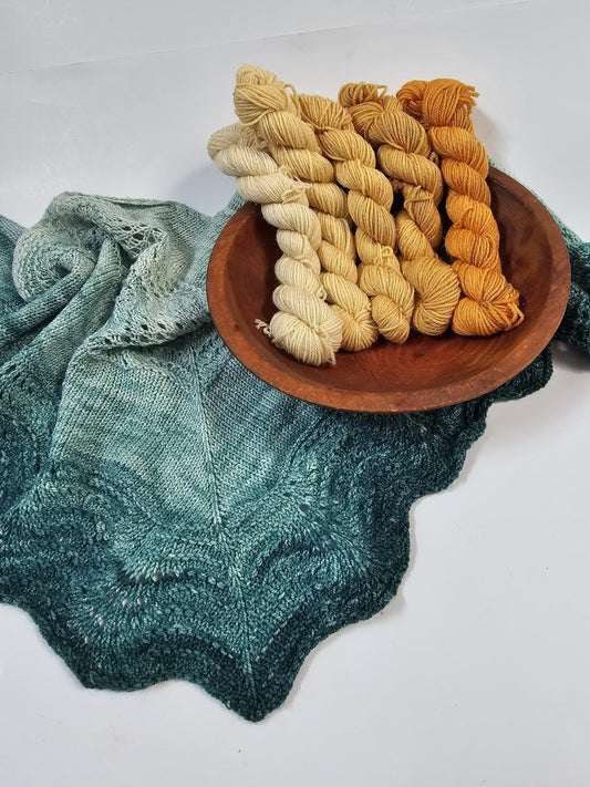 Gradient Knitted Shawl Kit in Goldilocks Gradient - Pattern and Yarn Included