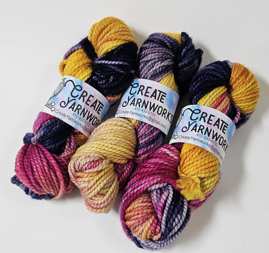 Mountain Sunset in 100% Superwash Merino Bulky Yarn