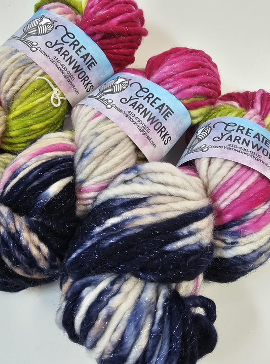 Fusion in Silver Sparkle Superwash Merino Blend  Super Bulky Weight Yarn