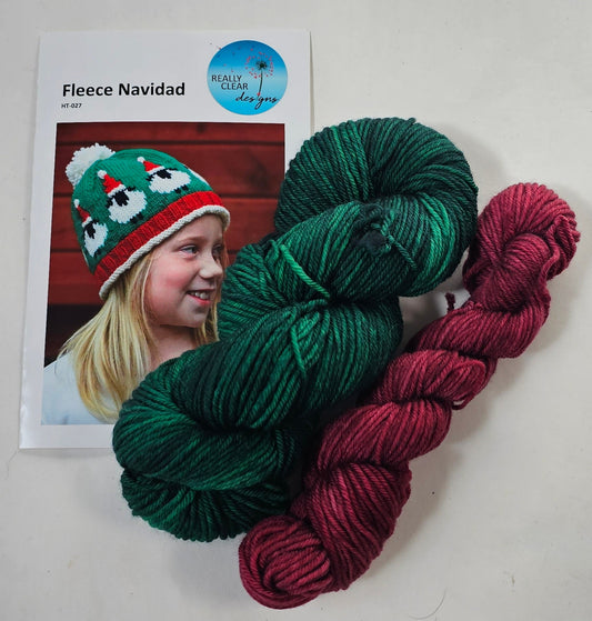 Fleece Navidad Knitted Hat Kit in Dark Colors - Pattern and Yarn Included