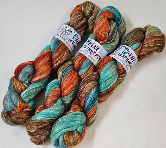 Tortoise Shell in Merino/Milk Fiber 67/33 blend Top 4oz braid