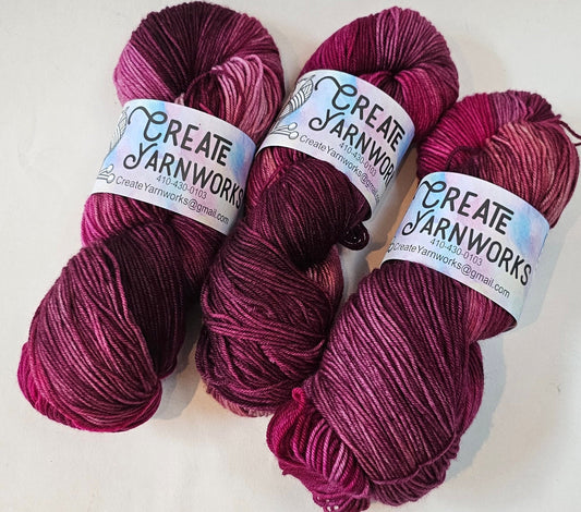 Raspberry Wine in Superwash Merino/Nylon (85/15) Blend Fingering Weight Yarn