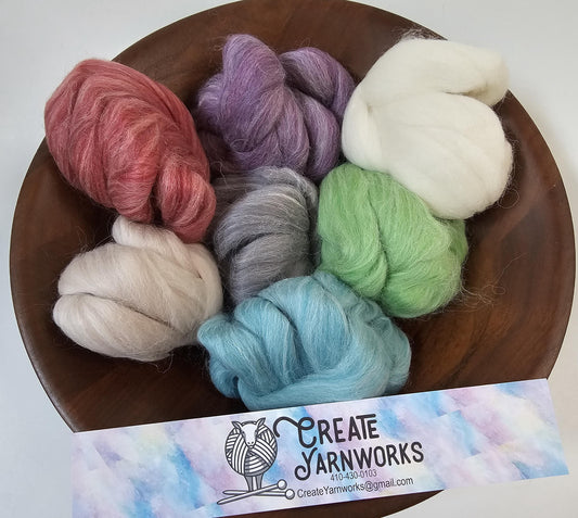 Merino and Alpaca Blended Fiber for Needle Felting, Wet Felting, or Spinning