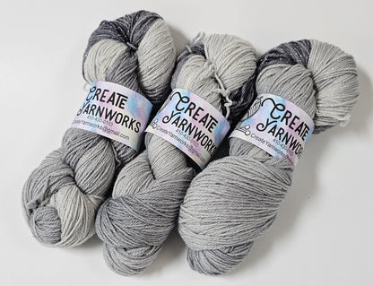 Stormy Skies in Silver Sparkle Superwash Merino Blend  Fingering Weight Yarn