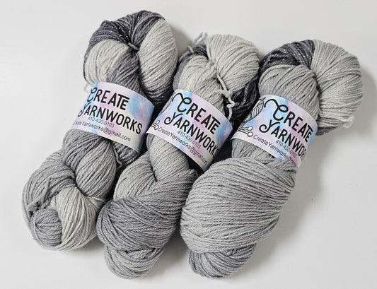 Stormy Skies in Silver Sparkle Superwash Merino Blend  Fingering Weight Yarn