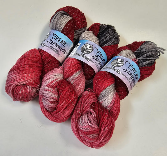 Crimson Slate in Silver Sparkle Superwash Merino Blend  Fingering Weight Yarn