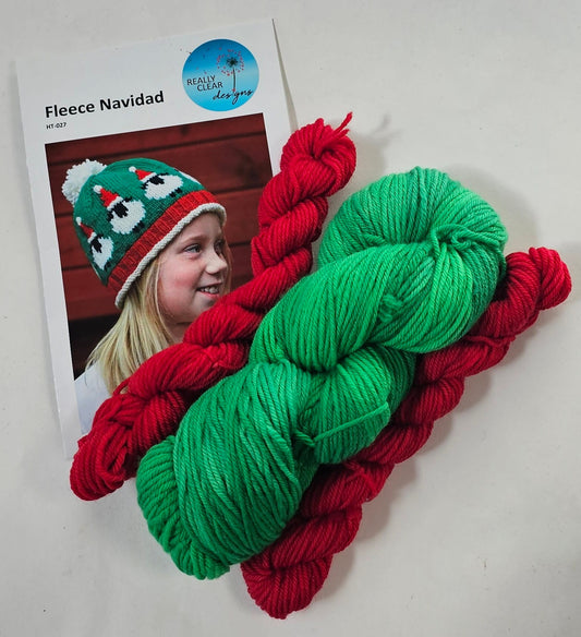 Fleece Navidad Knitted Hat Kit in Bright Colors - Pattern and Yarn Included