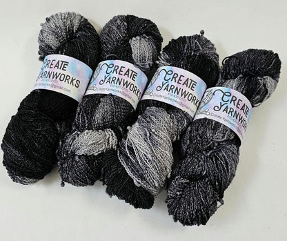 Almost Black in Slub Superwash Merino/Nylon (90/10) Blend Fingering Weight Yarn