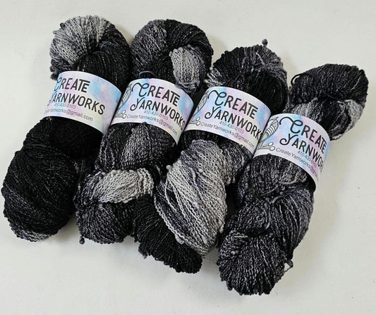 Almost Black in Slub Superwash Merino/Nylon (90/10) Blend Fingering Weight Yarn