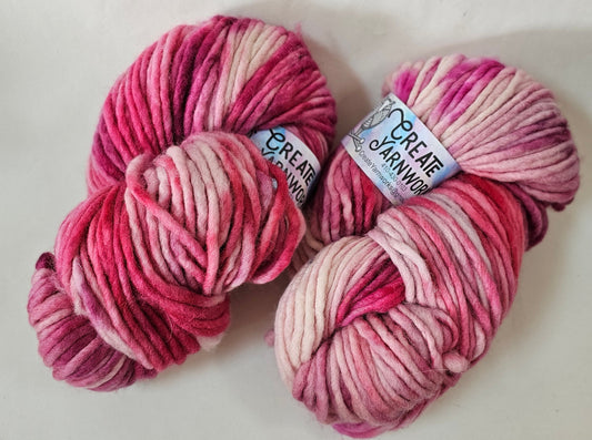 Pretty in Pink in 100% Superwash Merino Super Bulky Yarn