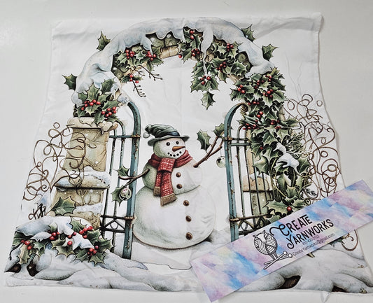 Special - Decorative 18"x18" Pillow - Snowman in Archway